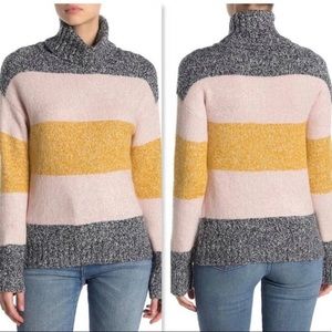 Olivia Sky women’s Xsmall Striped Cowl Neck Pink Sweater new with tags